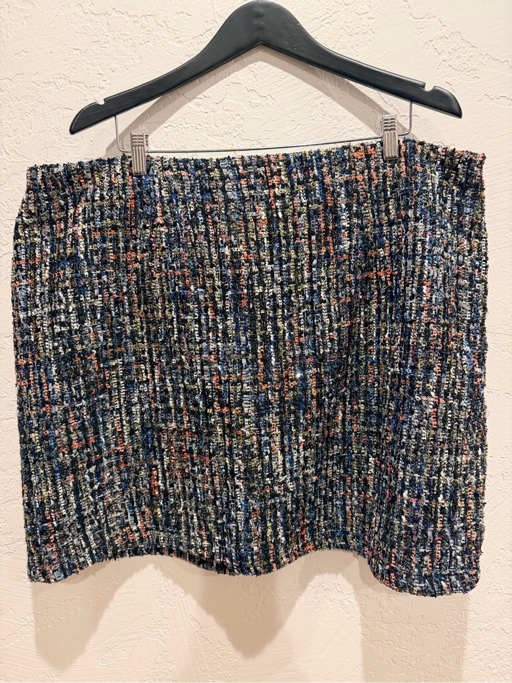 City Chic Multicolor Tweed Mini Skirt - Navy, Cream & Coral Accents